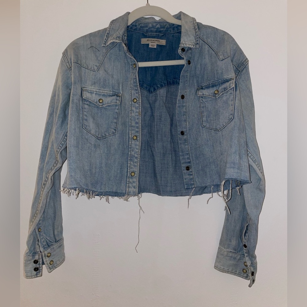 All Saints cropped denim shirt jacket
